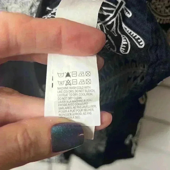 Lucky Brand Square Neck Boho Tank Top Size Small Black & White - Picture 7 of 11